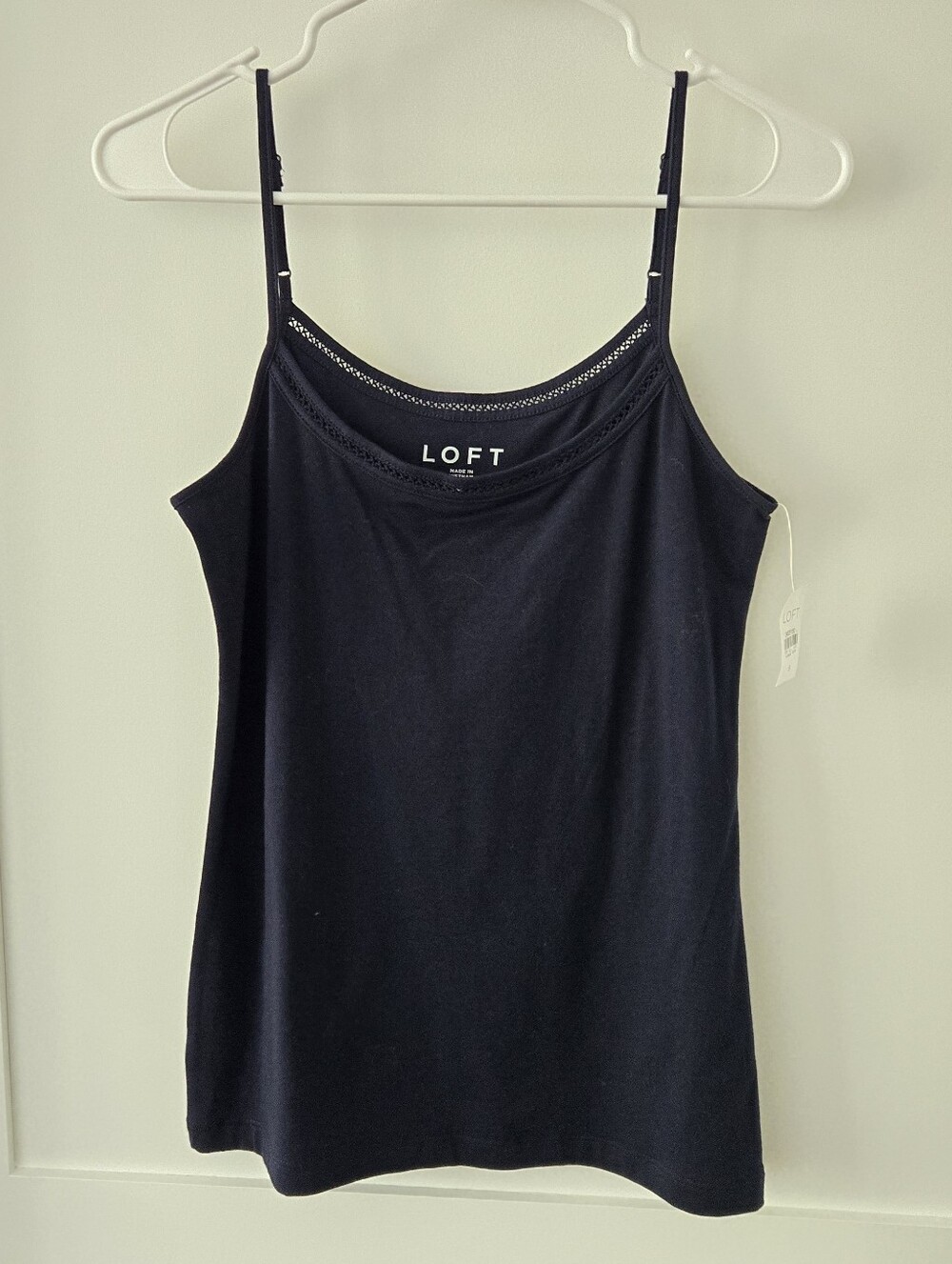 NWT Loft Navy Crochet-Detail Adjustable Strap Camisole Tank Top Sz S